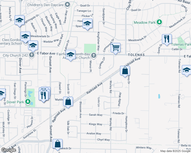 map of restaurants, bars, coffee shops, grocery stores, and more near 1941 Grande Circle in Fairfield