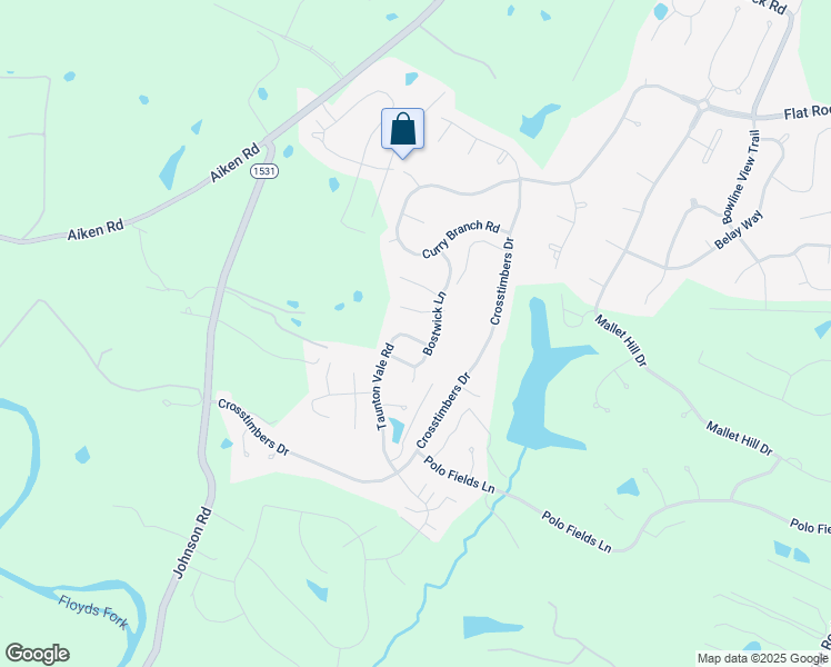 map of restaurants, bars, coffee shops, grocery stores, and more near 16404 Taunton Vale Road in Louisville