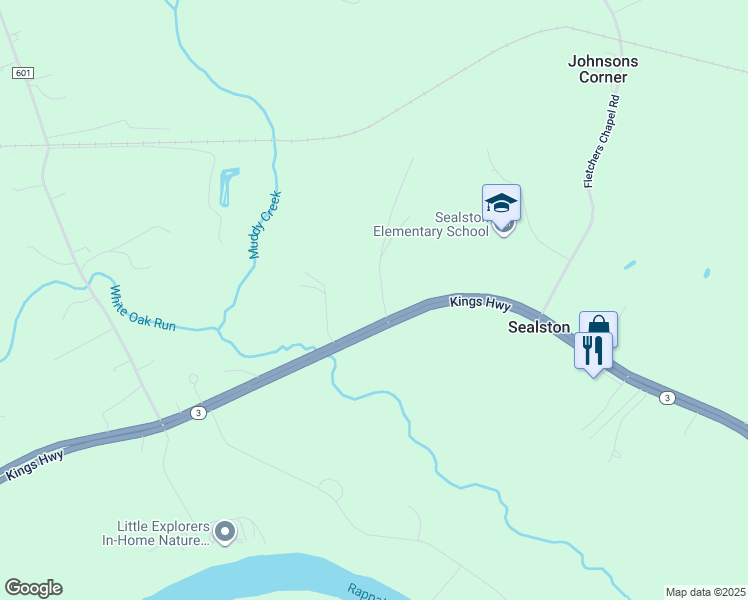 map of restaurants, bars, coffee shops, grocery stores, and more near 361 Kings Highway in King George