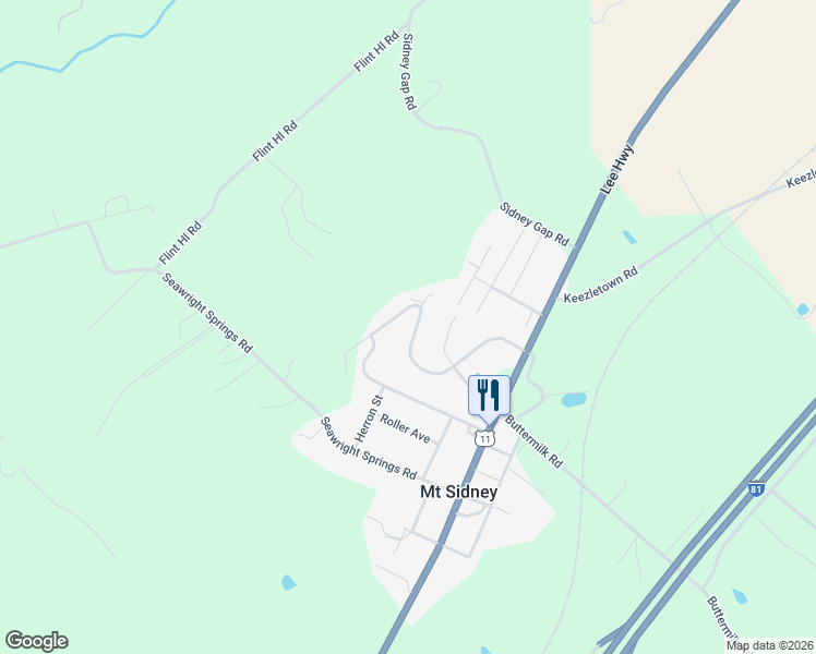 map of restaurants, bars, coffee shops, grocery stores, and more near 132 Valley View Avenue in Mount Sidney