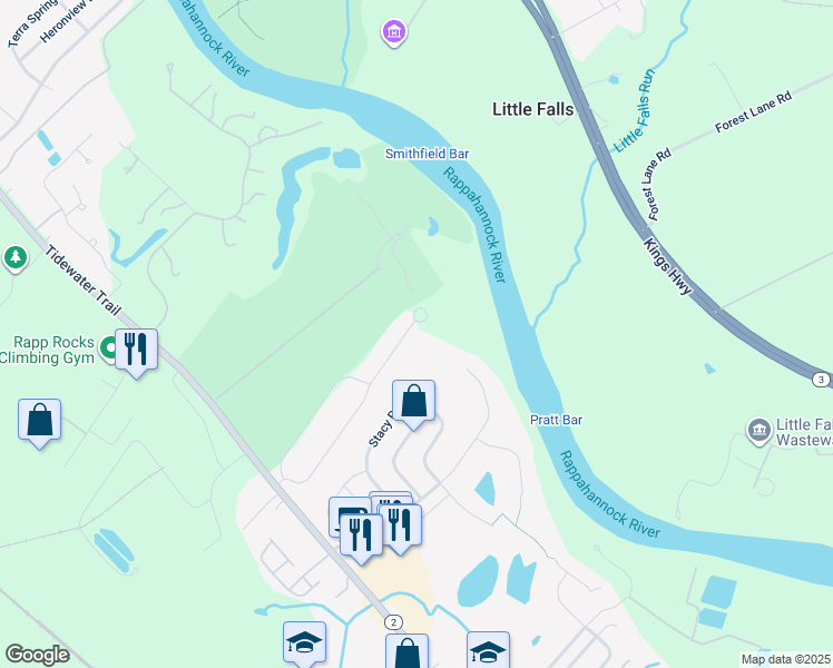 map of restaurants, bars, coffee shops, grocery stores, and more near 208 Brooke Drive in Fredericksburg