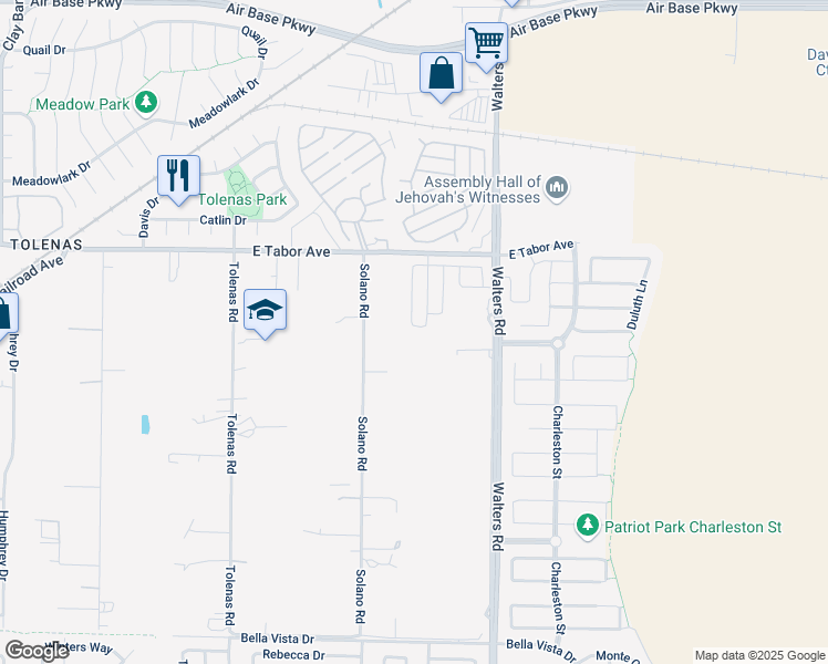 map of restaurants, bars, coffee shops, grocery stores, and more near 4499 Walters Road in Fairfield