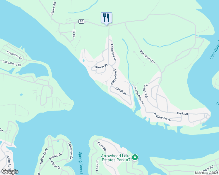 map of restaurants, bars, coffee shops, grocery stores, and more near Lakeview Dr in Warsaw