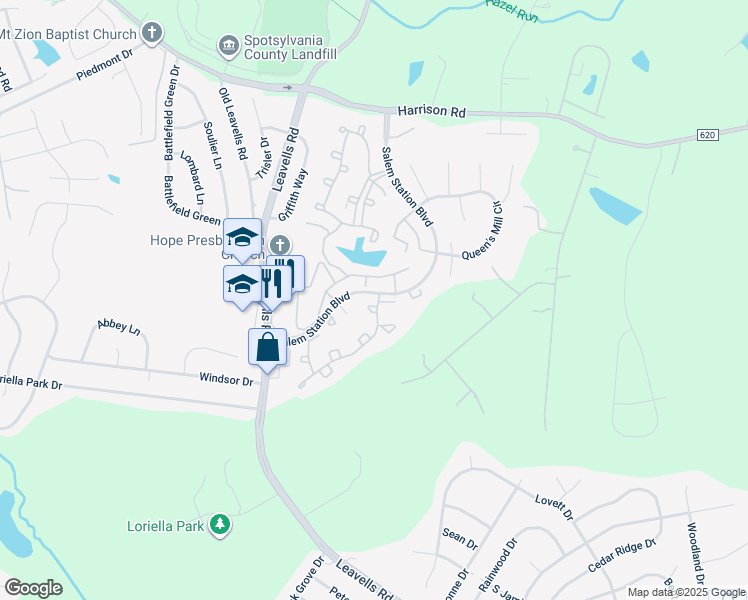 map of restaurants, bars, coffee shops, grocery stores, and more near 11272 Girven Court in Fredericksburg