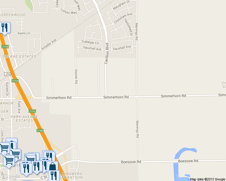 map of restaurants, bars, coffee shops, grocery stores, and more near 10821 Simmerhorn Road in Galt