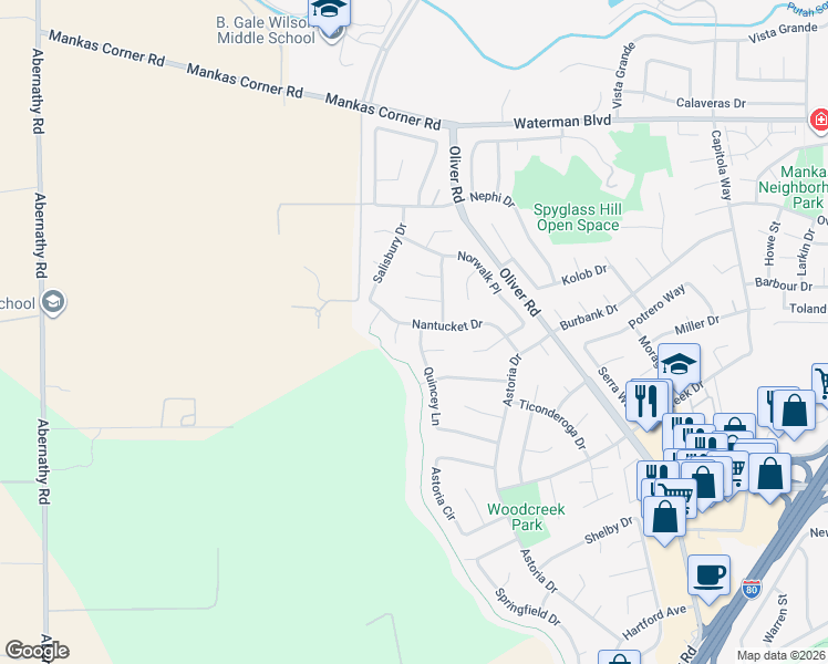 map of restaurants, bars, coffee shops, grocery stores, and more near 3484 Nantucket Drive in Fairfield
