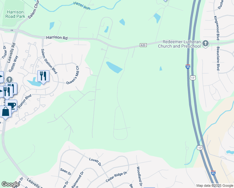 map of restaurants, bars, coffee shops, grocery stores, and more near 11205 Hazel Run Way in Fredericksburg