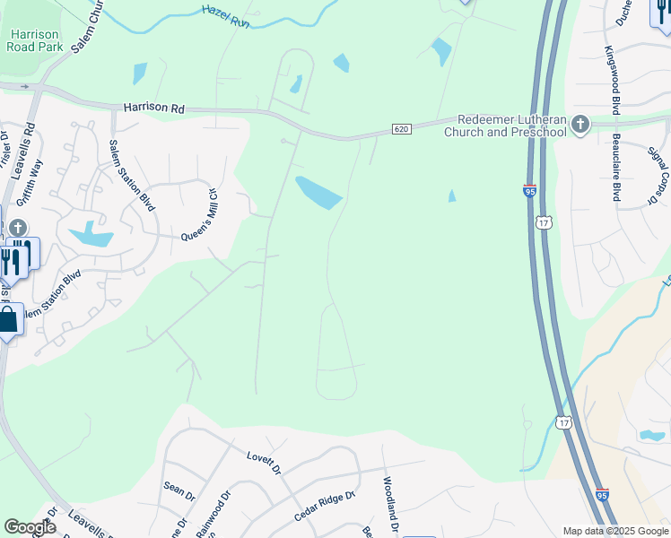 map of restaurants, bars, coffee shops, grocery stores, and more near 11205 Hazel Run Way in Fredericksburg