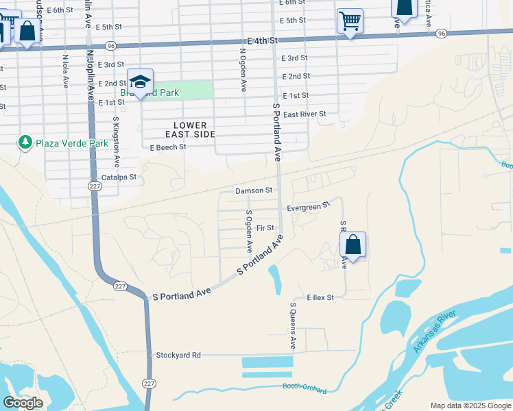 map of restaurants, bars, coffee shops, grocery stores, and more near 1609 Evergreen Street in Pueblo