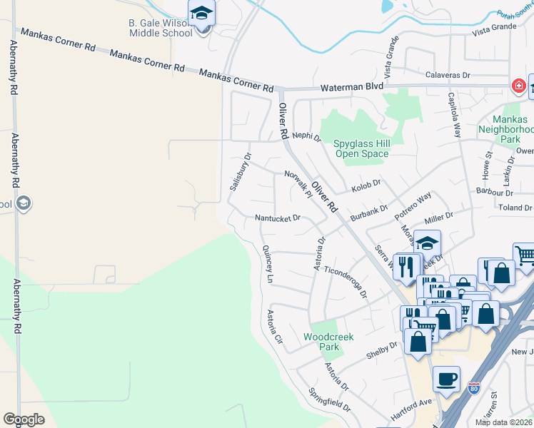 map of restaurants, bars, coffee shops, grocery stores, and more near 3484 Nantucket Drive in Fairfield