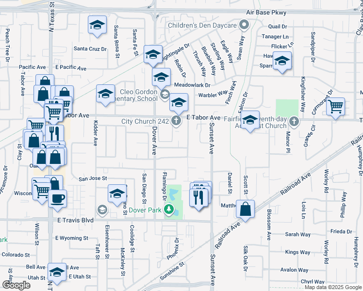 map of restaurants, bars, coffee shops, grocery stores, and more near 1850 San Pedro Court in Fairfield