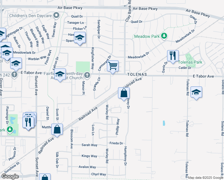 map of restaurants, bars, coffee shops, grocery stores, and more near 1925 Grande Circle in Fairfield
