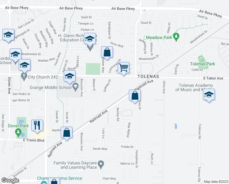 map of restaurants, bars, coffee shops, grocery stores, and more near 1930 Grande Circle in Fairfield