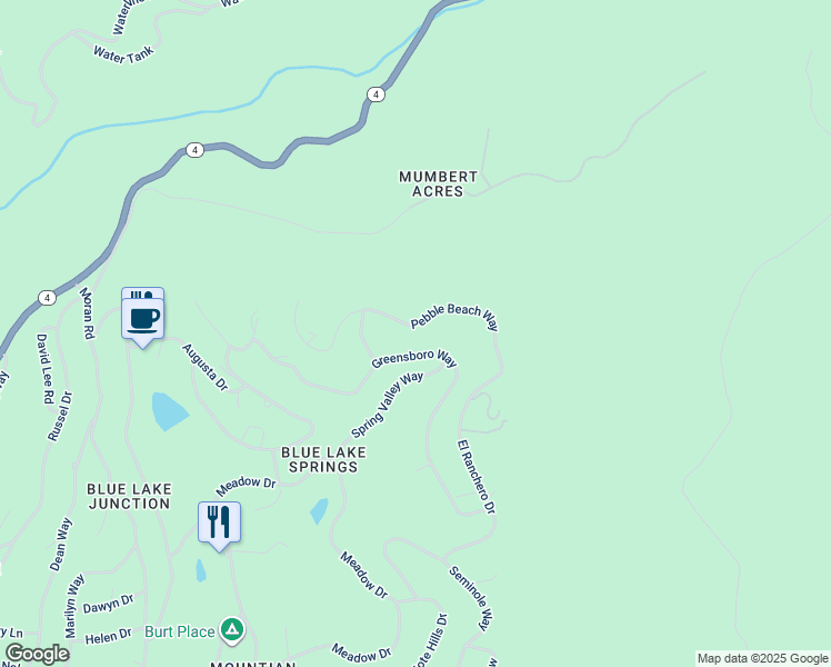 map of restaurants, bars, coffee shops, grocery stores, and more near 1520 Pebble Beach Way in Arnold
