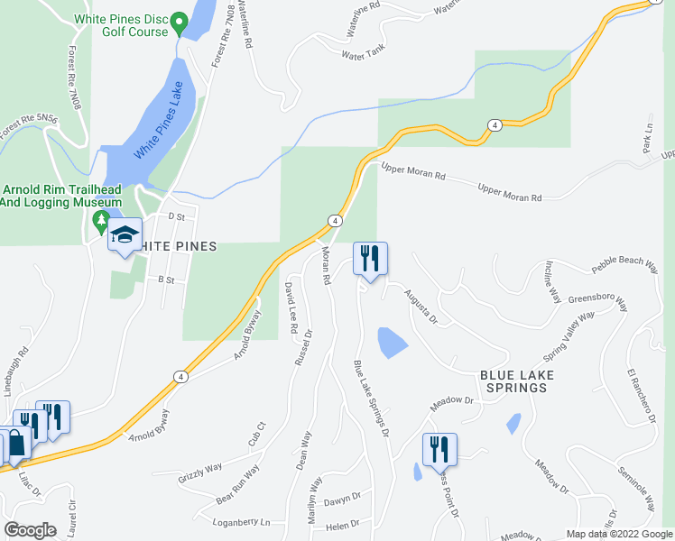 map of restaurants, bars, coffee shops, grocery stores, and more near 148 Linda Drive in Arnold