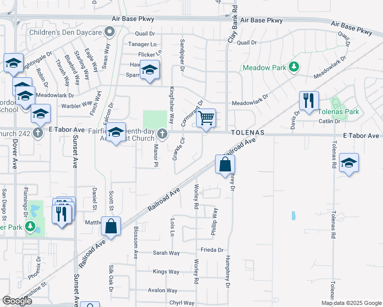 map of restaurants, bars, coffee shops, grocery stores, and more near 1932 Grande Circle in Fairfield
