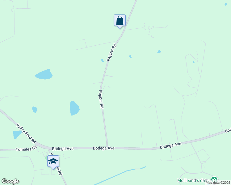 map of restaurants, bars, coffee shops, grocery stores, and more near 3150 Pepper Road in Petaluma