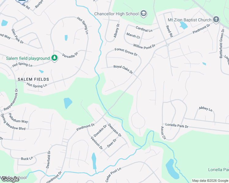 map of restaurants, bars, coffee shops, grocery stores, and more near 6502 Forest Grove Drive in Fredericksburg