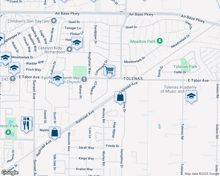 map of restaurants, bars, coffee shops, grocery stores, and more near 1917 Grande Circle in Fairfield