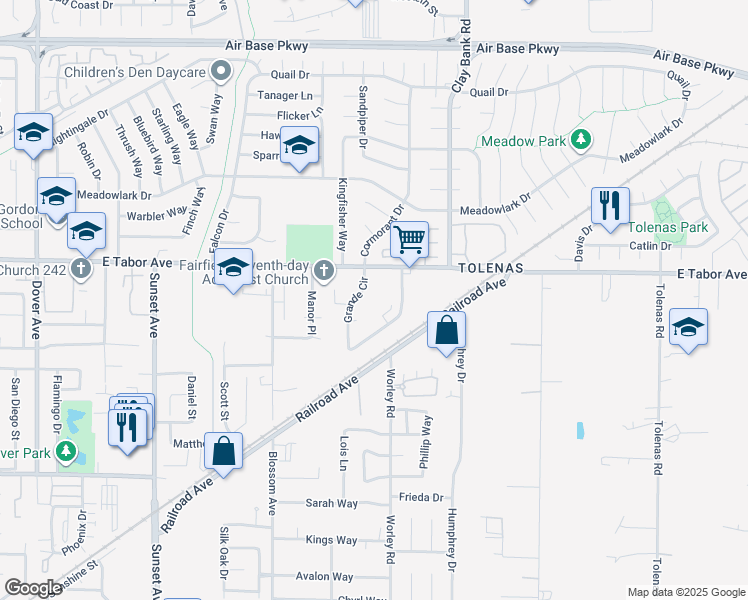 map of restaurants, bars, coffee shops, grocery stores, and more near 1932 Grande Circle in Fairfield