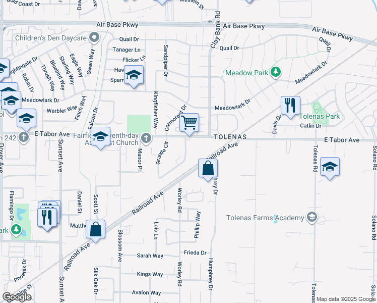 map of restaurants, bars, coffee shops, grocery stores, and more near 1917 Grande Circle in Fairfield