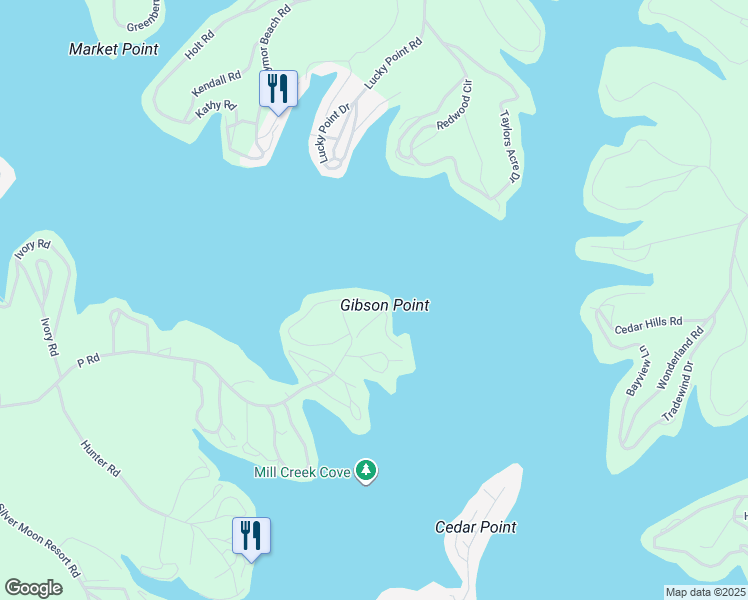 map of restaurants, bars, coffee shops, grocery stores, and more near 28901-29051 East Gibson Point in Gravois Mills