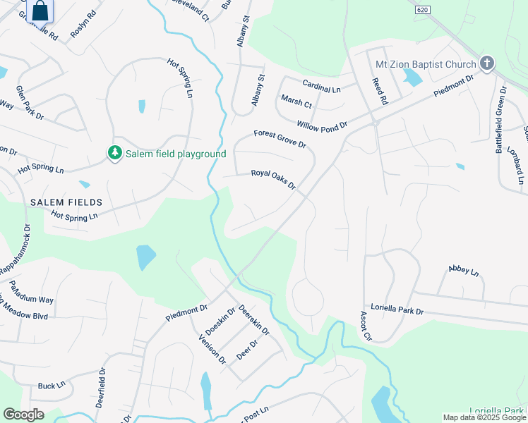 map of restaurants, bars, coffee shops, grocery stores, and more near 6413 Forest Grove Drive in Fredericksburg