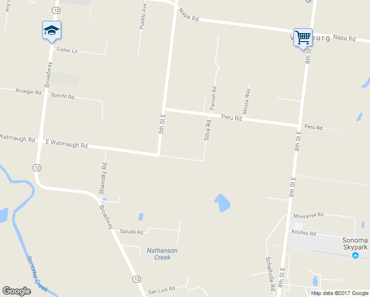 map of restaurants, bars, coffee shops, grocery stores, and more near 570 E Watmaugh Rd in Sonoma