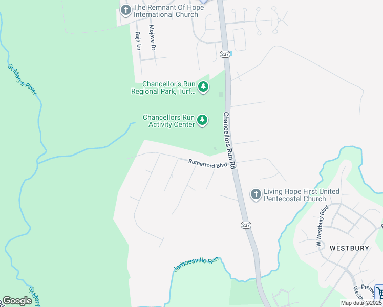 map of restaurants, bars, coffee shops, grocery stores, and more near 45636 Rutherford Boulevard in Great Mills