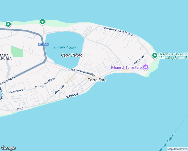 map of restaurants, bars, coffee shops, grocery stores, and more near 16 Via Nuova in Messina