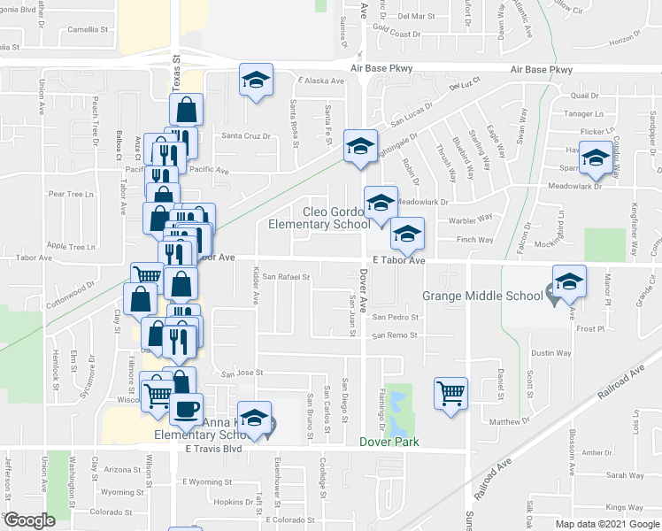 map of restaurants, bars, coffee shops, grocery stores, and more near 9 East Tabor Avenue in Fairfield