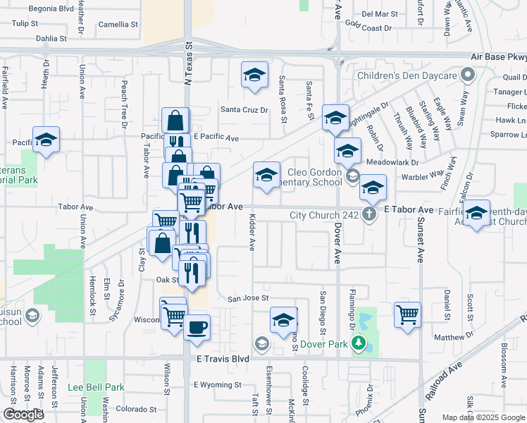 map of restaurants, bars, coffee shops, grocery stores, and more near 1938 Kidder Avenue in Fairfield