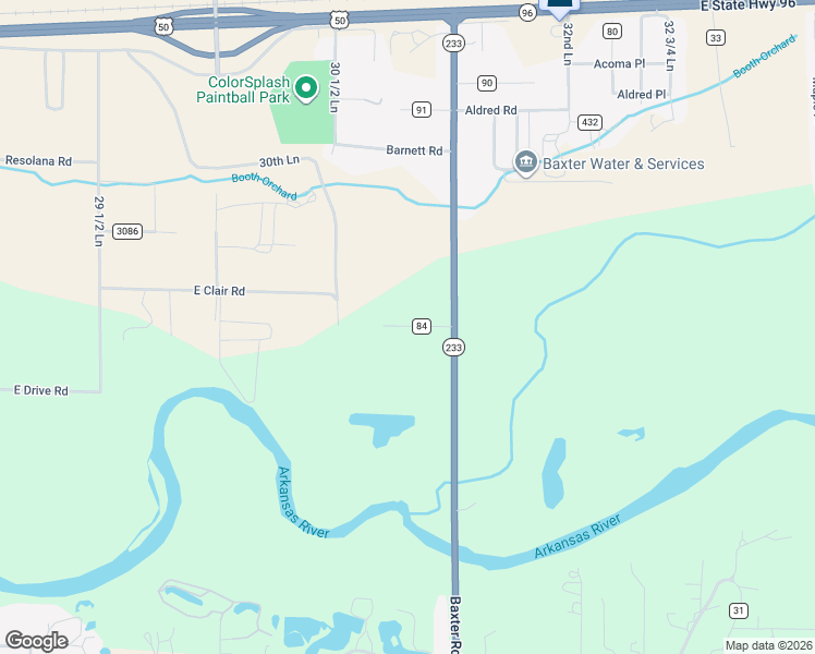 map of restaurants, bars, coffee shops, grocery stores, and more near 30588-30998 East Clair Road in Pueblo