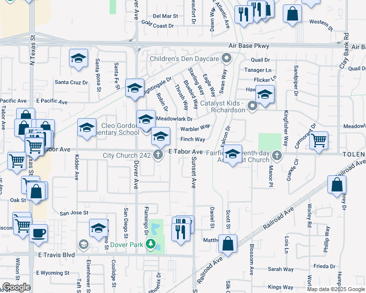map of restaurants, bars, coffee shops, grocery stores, and more near in Fairfield