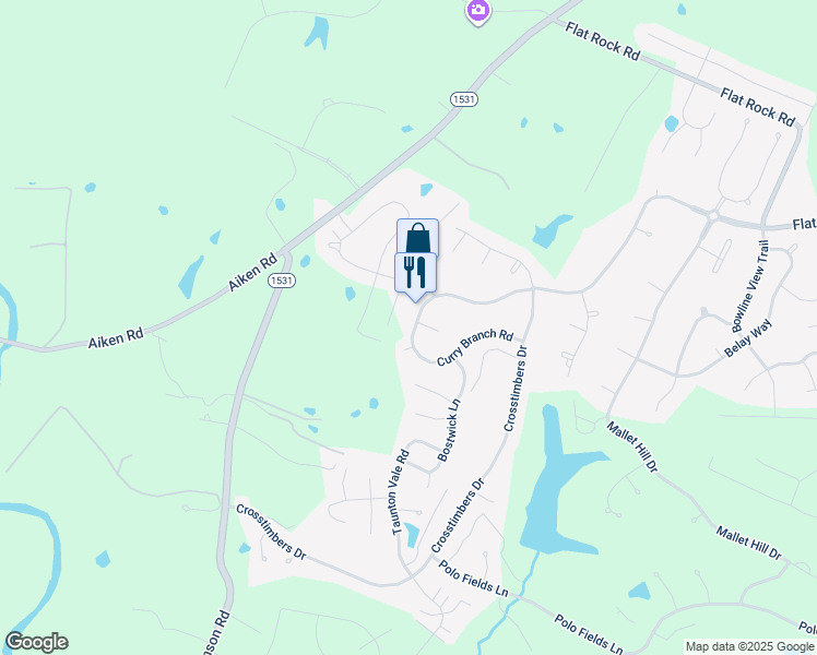 map of restaurants, bars, coffee shops, grocery stores, and more near 17433 Curry Branch Road in Louisville