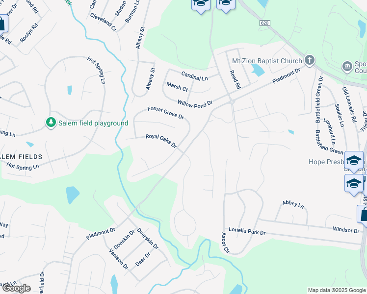 map of restaurants, bars, coffee shops, grocery stores, and more near 6330 Forest Grove Drive in Fredericksburg