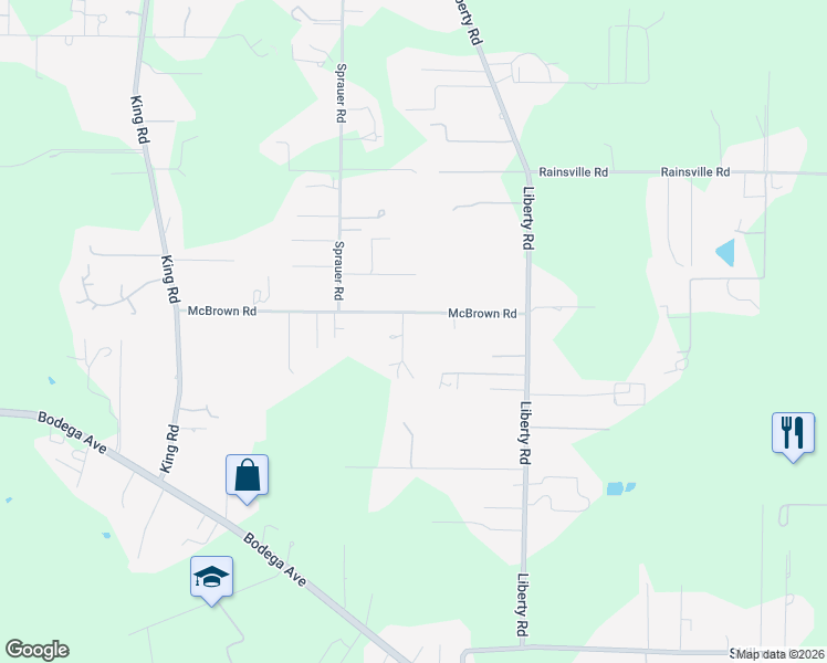 map of restaurants, bars, coffee shops, grocery stores, and more near 4 McBrown Road in Petaluma