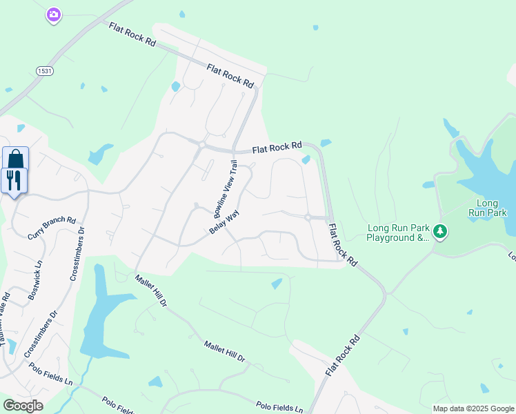 map of restaurants, bars, coffee shops, grocery stores, and more near 17118 Piton Way in Louisville
