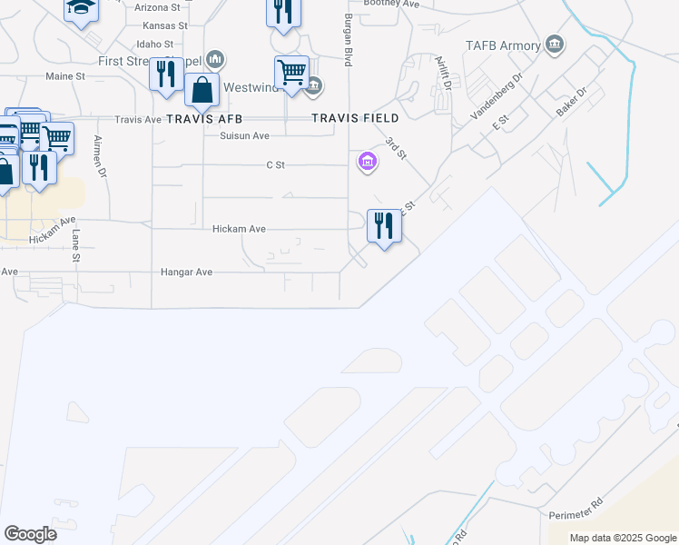 map of restaurants, bars, coffee shops, grocery stores, and more near in Solano County