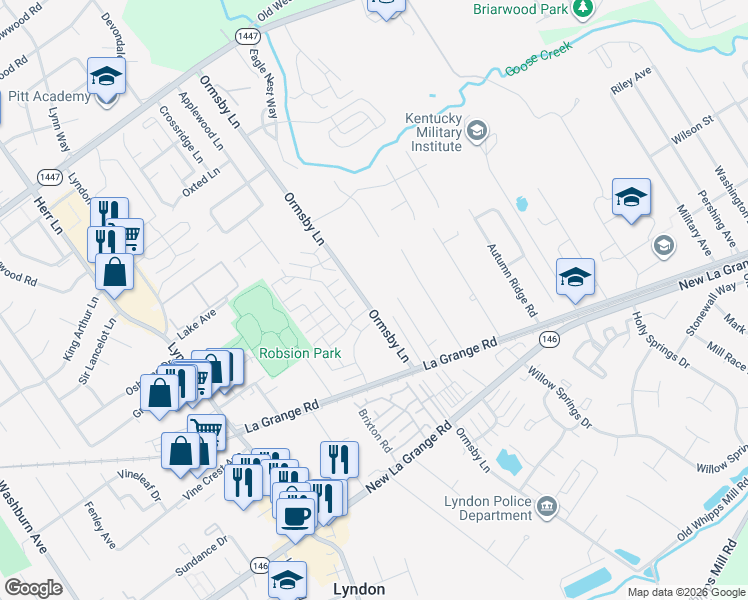 map of restaurants, bars, coffee shops, grocery stores, and more near 1322 Witawanga Avenue in Lyndon