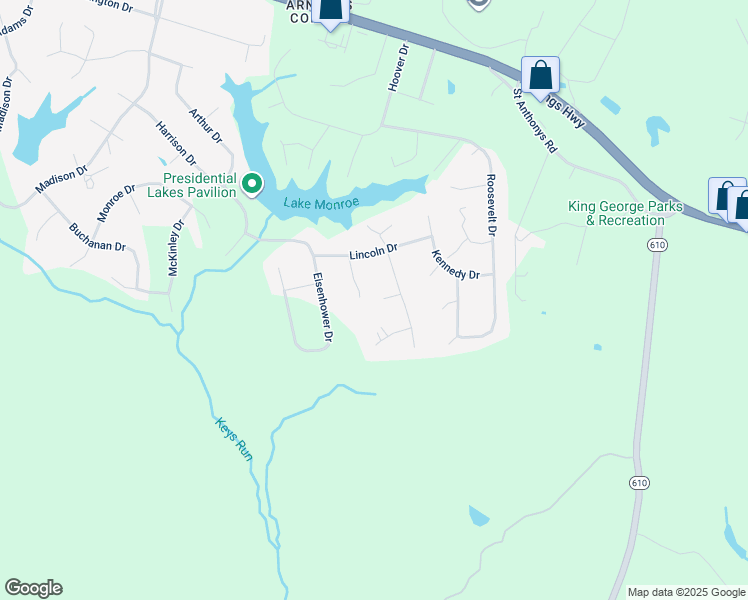 map of restaurants, bars, coffee shops, grocery stores, and more near 8260 Capitol Circle in King George