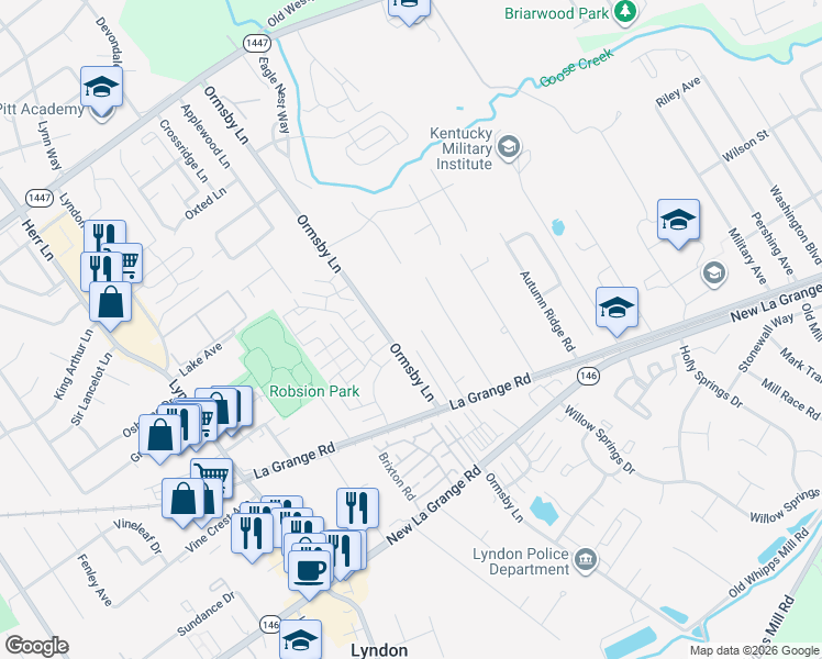 map of restaurants, bars, coffee shops, grocery stores, and more near 1322 Witawanga Avenue in Lyndon