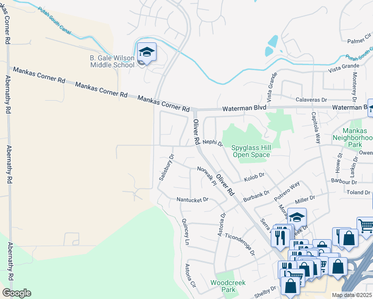 map of restaurants, bars, coffee shops, grocery stores, and more near 3525 Larchmont Drive in Fairfield