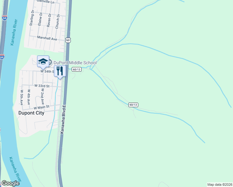 map of restaurants, bars, coffee shops, grocery stores, and more near 170 Burning Spring Road in Belle