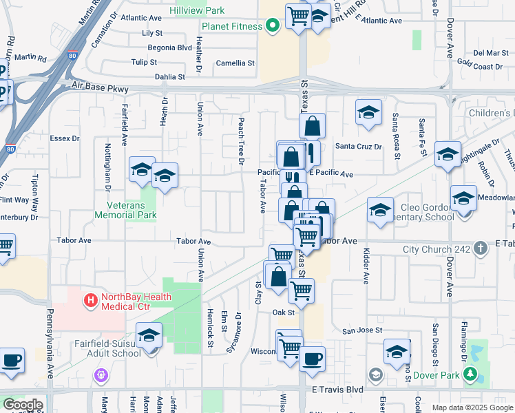 map of restaurants, bars, coffee shops, grocery stores, and more near 161 Tabor Avenue in Fairfield
