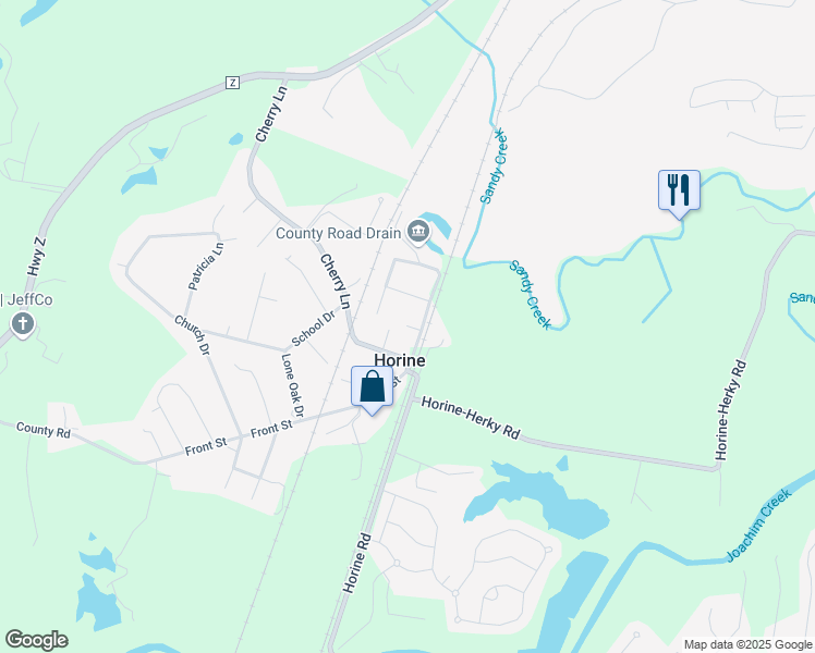 map of restaurants, bars, coffee shops, grocery stores, and more near 9300 Walnut Street in Pevely