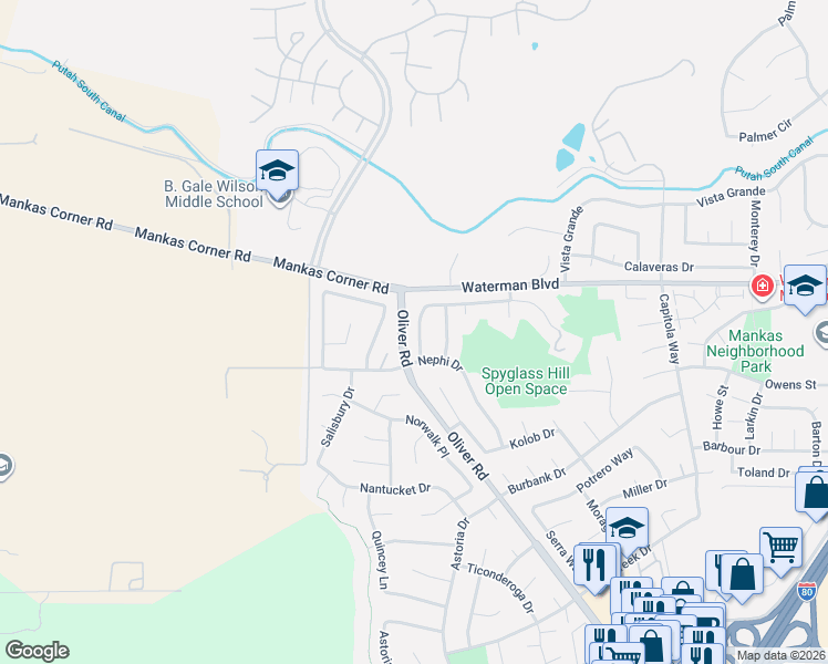 map of restaurants, bars, coffee shops, grocery stores, and more near 1927 Orchard View Drive in Fairfield