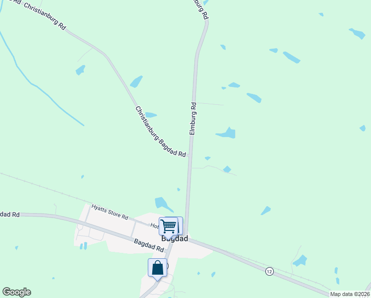 map of restaurants, bars, coffee shops, grocery stores, and more near 6425 Elmburg Road in Bagdad