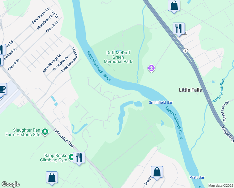 map of restaurants, bars, coffee shops, grocery stores, and more near 11315 North Club Drive in Fredericksburg