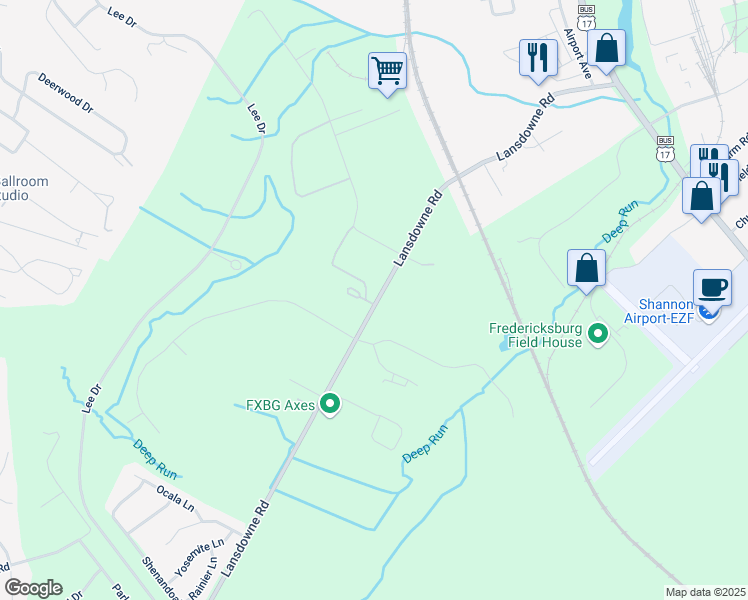 map of restaurants, bars, coffee shops, grocery stores, and more near 511 Sigma Drive in Fredericksburg